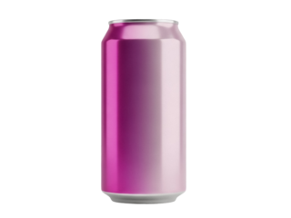 Isolated pink aluminum soda can of refreshing beverage, sparkling water, craft product, drink item