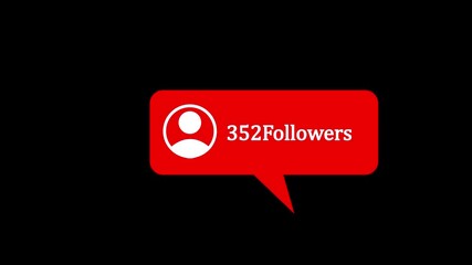 Social media 700 followers counting notification icon animation on alpha channel, Incoming followers counting notification animation 4k background video