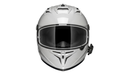 Isolated Silver full face motorcycle helmet for safety gear, equipment, personal protection