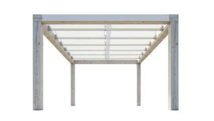 Isolated pergola canopy outdoors, timber structure for garden or patio area, shelter from sun