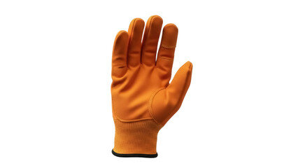 Isolated orange work glove, hand protection for industrial safety and construction tasks