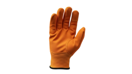 Isolated orange work glove, hand protection for industrial safety and construction tasks