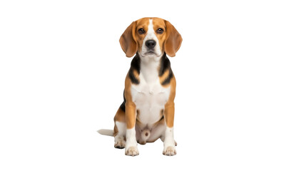 Isolated Beagle dog sitting and looking at the camera in studio profile portrait animal © Elena