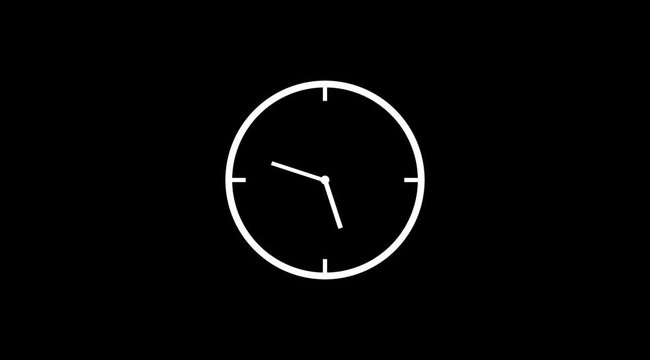 Fast ticking clock simple analog watch 4K resolution on black background