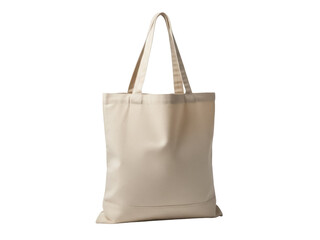 Isolated beige canvas tote bag, reusable grocery shopping bag, blank for branding or artwork