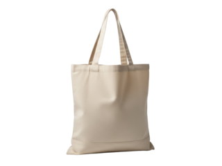 Isolated beige canvas tote bag, reusable grocery shopping bag, blank for branding or artwork