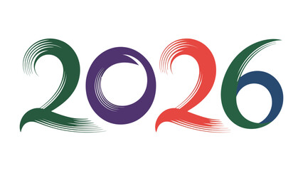Looking Ahead to 2026: A vibrant and modern design showcasing the year 2026, where each number is brought to life with unique color and artistic flair, representing optimism and vision for the future.