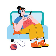 Cozy Knitting Flat Vector Icon EPS 10 File