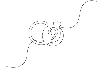 Obraz premium Modern minimalist continuous line question mark with heart elements 