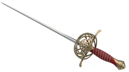 Isolated rapier sword, an antique bladed weapon for dueling and fencing, historical sharp item