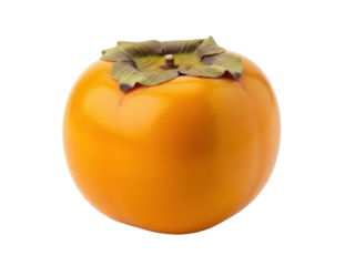 Isolated ripe persimmon, ready for harvest, representing healthy eating and fresh produce