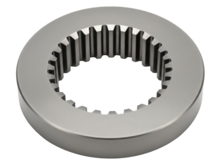 Isolated detail of internal gear of transmission clutch hub component machine part