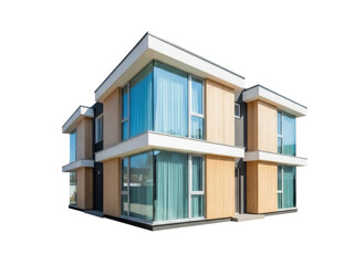 Isolated contemporary residential house, geometric architecture with modern exterior features