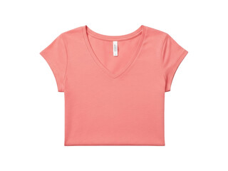 Isolated V-neck crop top on display mannequin, short sleeve tee shirt clothing mockup