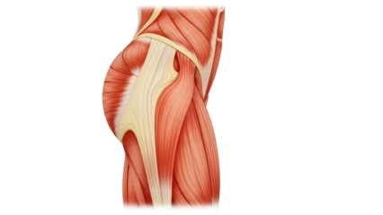 Isolated human leg muscles anatomy of thigh with tendons and ligaments health care system