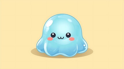 Blue plastic cartoon duck toy with a smiling face and big eyes, a vector illustration for a baby or child