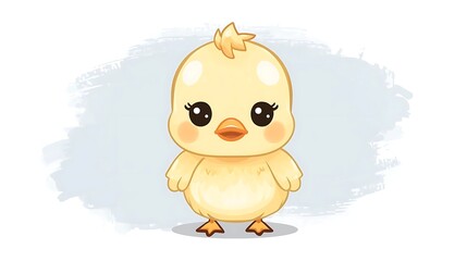 Cute cartoon yellow easter baby chicken chick vector illustration