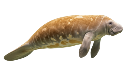 Isolated West Indian manatee, also known as sea cow, Florida manatee, Trichechus manatus