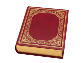 Isolated red book with gold decoration, vintage, antique, literary, study, read and knowledge