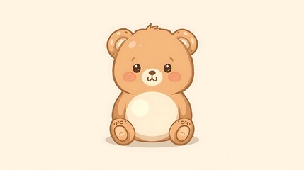 A cute brown teddy bear cartoon vector illustration with a sweet bow and a heart icon, perfect for a child's gift drawing