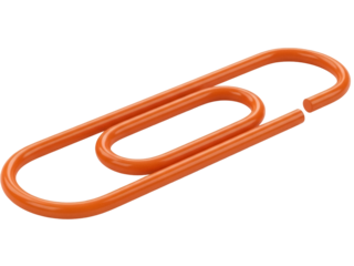 Isolated orange paperclip, essential desk organizer for office supplies, stationery item