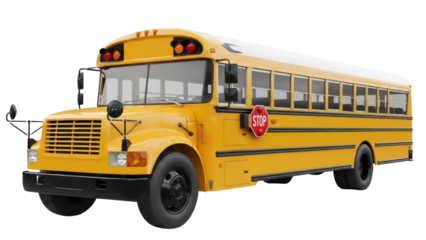 Isolated yellow school bus on a neutral backdrop for educational materials and transportation visuals