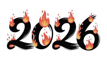 Year of Inferno: A visual representation of the year 2026 engulfed in flames, symbolizing a period of intense challenge, environmental issues, or significant global change.