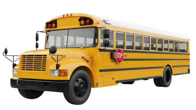 Isolated yellow school bus on a neutral backdrop for educational materials and transportation visuals