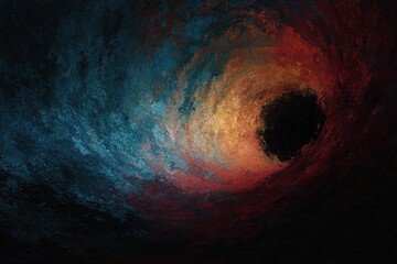 Abstract artwork displaying an internal swirling vortex, with vibrant colors and textures