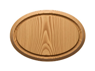 Isolated oval wood tray, rustic serving dish, timber kitchen utensil, carving board design