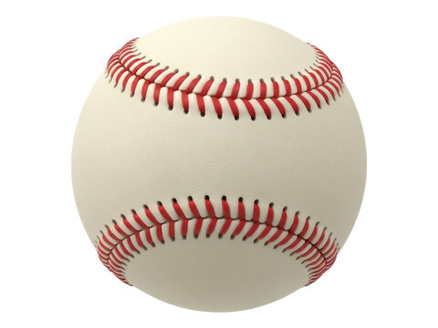 Isolated baseball image on a neutral backdrop, leather stitched seam, competitive sport equipment