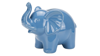 Isolated blue elephant piggy bank money box financial saving funds economy financial