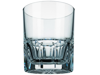 Isolated Crystal tumbler or old fashioned glass for spirits such as whiskey or bourbon liquor