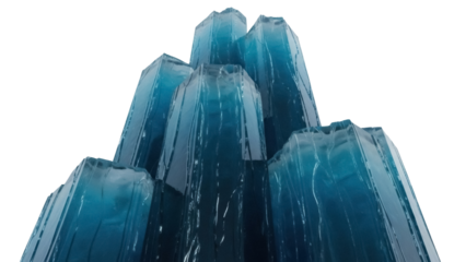 Isolated Stack of Irregular Shaped Blue Crystal Blocks, Modern Art Display, Abstract Sculpture