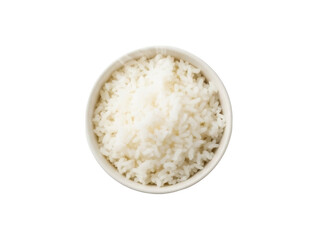 Isolated bowl of white rice, Asian cuisine staple, healthy food in neutral dish