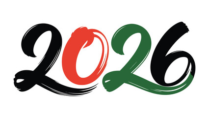 2026 Brushstroke Design: A modern and visually striking representation of the year 2026, crafted with dynamic brushstrokes, making it ideal for concepts of time, future, and events.