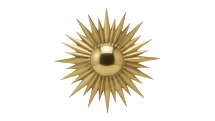 Isolated golden starburst mirror, glamorous sunburst decoration, art-deco-inspired accent piece