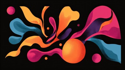 Vibrant Abstract Art with Energy and Flowing Shapes in Bold Colors Against a Dark Background for Creative Inspiration and Modern Design Projects