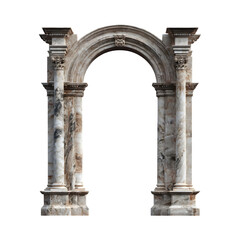 Ornate marble archway isolated on transparent background