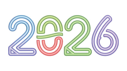Obraz premium 2026 Neon Year: A vibrant neon graphic featuring the year 2026, radiating a sense of futuristic and forward-thinking prospects.