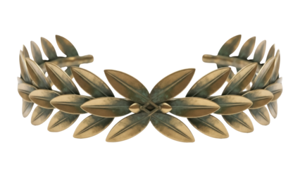 Isolated golden laurel wreath, victors crown, winning achievement, Greek or Roman Empire