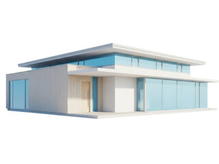 Isolated House with Flat Roof and Modern Architecture in Natural Day Time Lighting