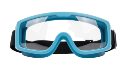 Isolated blue swim goggles for protection, water sports and swimming activities, front view