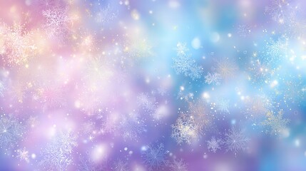 Soft Focus Winter Background with Snowflakes and Bokeh Effect in Pastel Colors, Ideal for Holiday Designs, Greeting Cards, and Seasonal Visuals