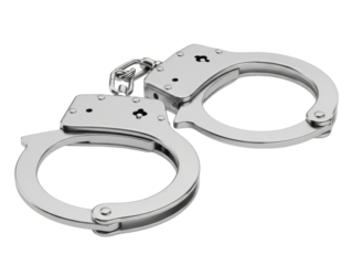 Isolated Silver Metallic Handcuffs Represent Law Enforcement and Restraint Equipment, No Background