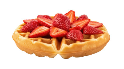 Isolated waffle with fresh strawberries, a breakfast treat for a delicious start to the day