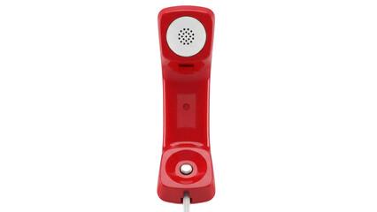Isolated Telephone Handset Receiver in Red, Retro Landline Phone Handle from Back in Time