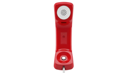 Isolated Telephone Handset Receiver in Red, Retro Landline Phone Handle from Back in Time
