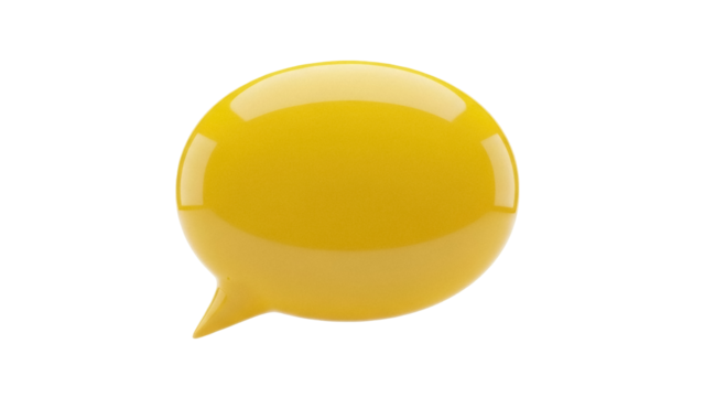 Isolated, shiny yellow speech bubble, message communication, digital talking concept - Powered by Adobe