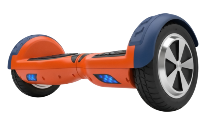 Isolated self-balancing scooter for personal mobility, orange and blue electric hoverboard